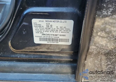 2004 Infiniti G35 z USA, uszkodzony, nr VIN JNKCV51FX4M716996